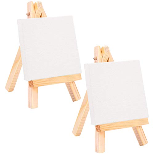 Cavalete de madeira IMIKEYA 2 – Mini cavalete de lona branca artesanal, ferramentas de pintura a óle