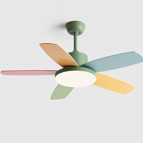 Ventilador de Techo con luz LED Regulable y Control Remoto, 6 velocidades, Temporizador silencioso, Ideal para Comedor, Dormitorio, habitación de niños y niñas.