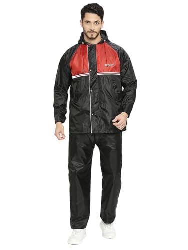 Image of Citizen Reversible Raincoat For Men With Inbuilt Hood, Waterproof Pant & Carry Pouch | Dual Color Sports Style | 190T Polyester With Pvc | Durable & Lightweight Standard Length Rainsuit