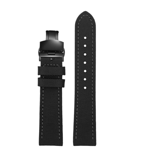 Correa de nailon y cuero 24 mm impermeable con hebilla de acero para Tudor Black Shield
