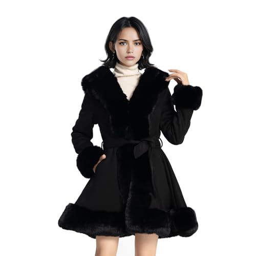 NXBC Winter Faux Fur Coats for Women,Faux Fur Leather Jacket