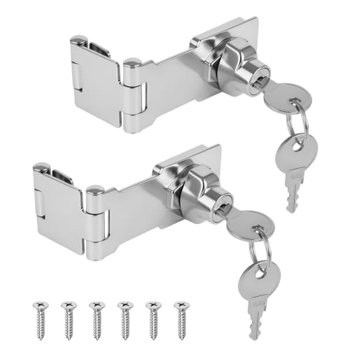 Image of 3.15 Inch Zinc Alloy Double Hinge Hasp Latch Locks with Keys, 2 Pack