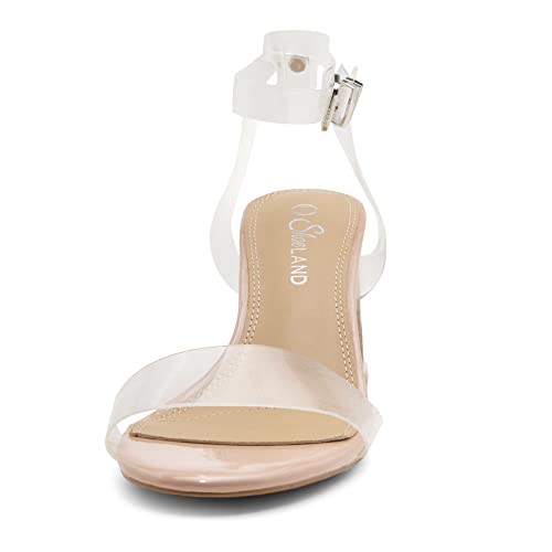 Shoe Land Women's Low Heels – 2.75 Inch Chunky Block Heeled Sandals | Clear Sandals, Open Toe Dressy Short Heels with Ankle Strap for Wedding, Prom & Party2