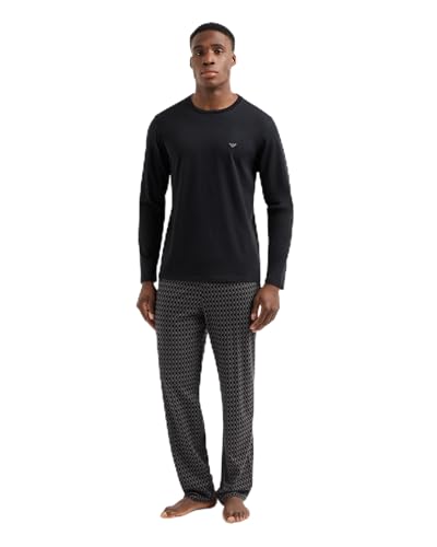 Emporio Armani Men's Pattern Mix Pajama Pant and Long Sleeve Tee Set
