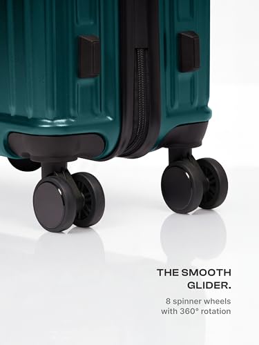 Image of ZOUK Sahana Hardcase Luggage Set of 3 (Cabin 49 cm, Medium 68 cm & Large 78 cm), Polycarbonate Suitcase with TSA Lock, 8 Spinner Wheels, Telescopic Handle & Phone Stand | Dark Olive
