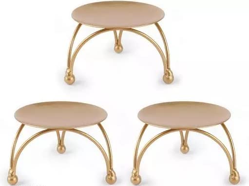 THE KRAFTS HUB & MFG CO. Iron Plate Candle Holder Decorative Iron Pillar Candle Plate Pedestal Stand (Set of 3)