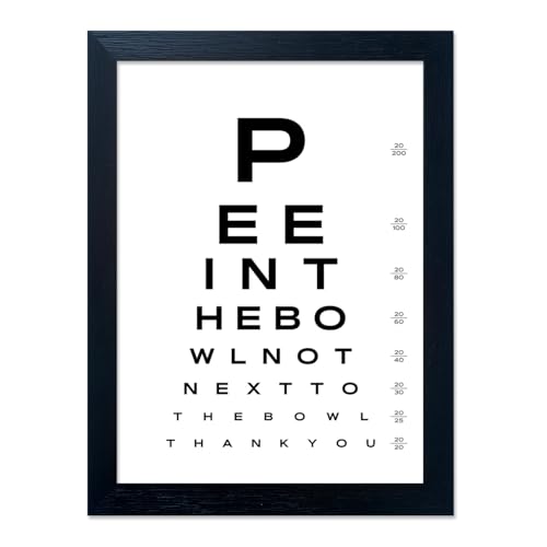 Funny Bathroom Signs Framed Black and White Bathroom Wall Decor Eye Chart Wall Art Humor Canvas Print Poster Fun Toilet Decor