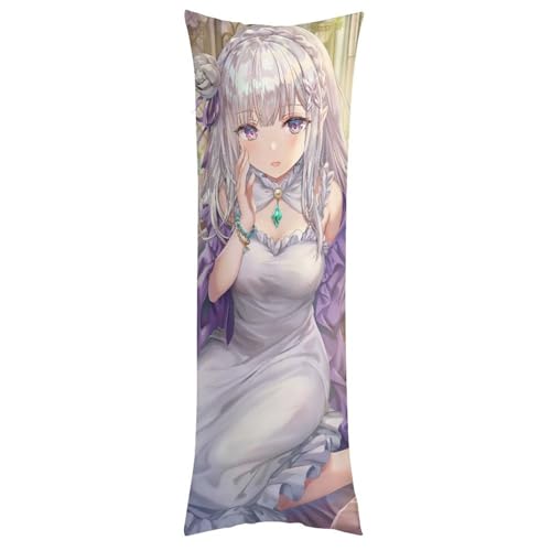 枕カバー エミリア 銀髪 ピローケース 137cm*50cm まくらカバー 寝具カバー ファスナー式 抱き枕 クッション 吸汗速乾 静電気対策強化 ソファクッションカバー 快適 肌に優しい 軽量 柔らかい ホテル品質 四節通用 家庭用 アニメ キャラクター
