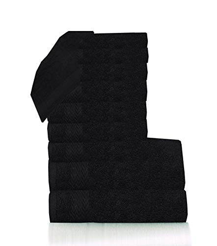 beSunshine 3x Pack Premium 100% Egyptian Cotton Terry Tea Towels Kitchen Dish Towels Extra Absorbent (Black 3)