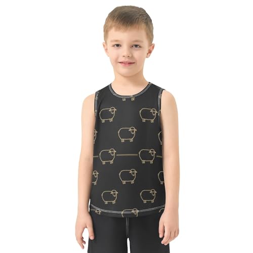 J JOYSAY Cartoon Goat Black Boys Tank Top Sleeveless Muscle Shirts Quick Dry Active Workout Sport Kids T-Shirts 3-15T2