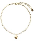 Lucky Brand Star and Heart Charm Anklet,Gold,One Size