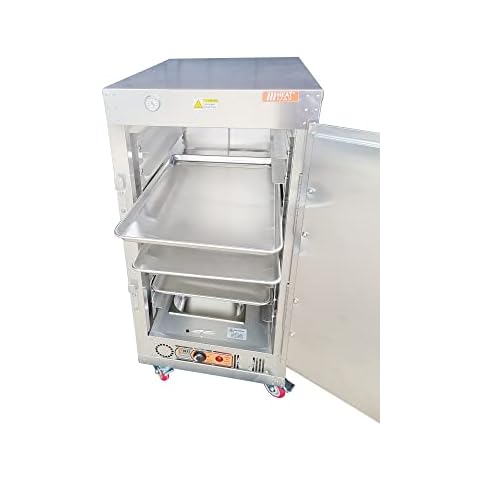 HeatMax 4 Foot Commercial Electric Food Warmer Holding Cabinet for 9 Full Size Sheet Pans, Churches, Schools, Catering, Can Be Used as a Basic Proofer, Made in USA with Service and Support, 120V Plug Cover