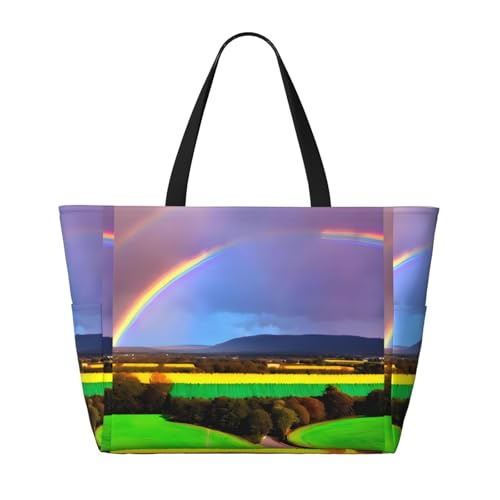 Evening Rainbow Large Capacity Waterproof Sandproof Multifunctional Beach Travel Camping Picnic Storage Bag2