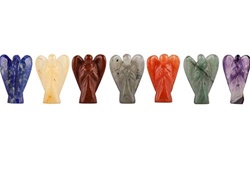 DHYANARSH Lucky Agate Chakra Angels -Reiki Healing Crystals Stones Holistic Polished Metaphysical Crafting (7 Angels Set 1.5 inch)