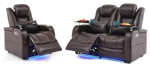 Power Recliner Sofa Set 7 Colors Ambient Lights，Recliner Couches for