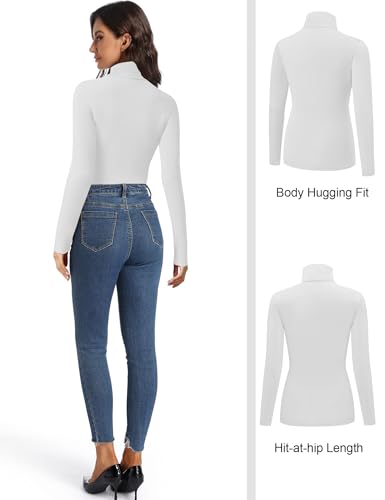 Image of HOPLYNN 3 Pack Turtlenecks Women Long Sleeve Pullover Baselayer Undershirts Tops Turtle Neck Mock Shirts