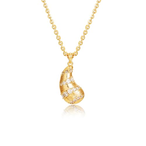 Fettero Dainty Gold Necklace for Women, 14K Gold Plated Pendant Necklace Cubic Zirconia Charm Necklaces for Women Jewelry Gift