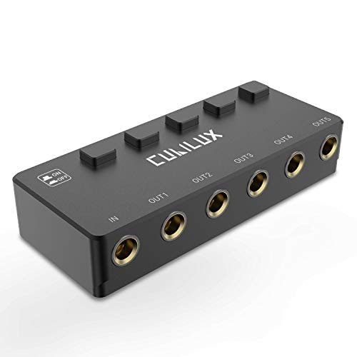 Cubilux 5-Way 6.35mm Stereo Audio Splitter with Switch, Passive Multi 1/4&rdquo; AUX Distributor...