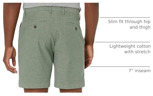 Image of Amazon Essentials Men's Slim-Fit 7 inch Lightweight Comfort Stretch Oxford Shorts with Tapered Leg
