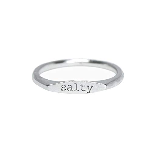 Pura Vida Salty Vibes Stackable Ring - .925 Sterling Silver Band, Brass Base - Sizes 5-9