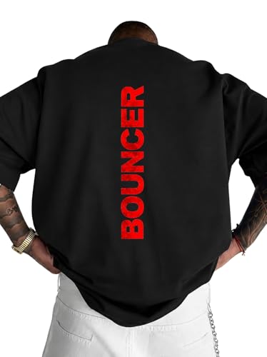 Image of Men's Oversized Round Neck Cotton Printed Gym T-Shirt for Men | Premium Soft Cotton Casual Loose Fit Half Sleeve Plain Tee Shirt
