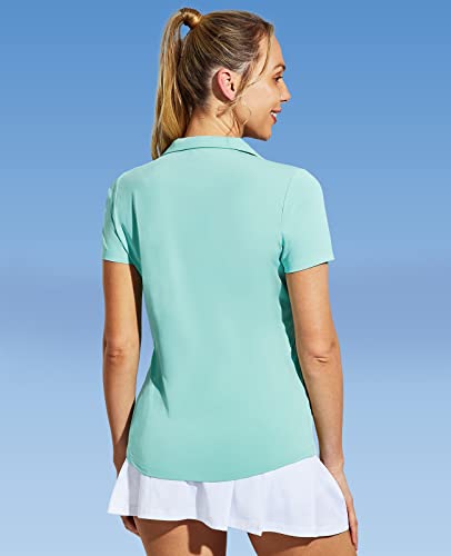 Image of MIER Women's Golf Polo Shirts Collared V Neck Short Sleeve Tennis Shirt, Dry Fit, Moisture Wicking