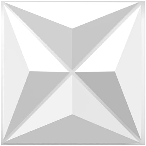 TroyStudio Acoustic Sound Diffuser Panel - 12 X 12 X 1 Inches Pack of 8, Plastic Studio Diffuser Wall Art Panels, Acoustical Treatments Diffusor for Wall & Ceiling Decor (Triangle, White)