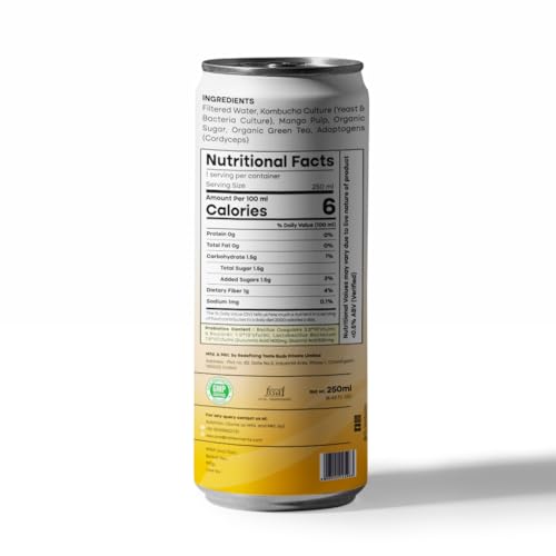 Image of RTB KOMBUCHA Health Mango Drink - Pack of 250ml | Kombucha Tea | Helps in Immune System & Digestive System