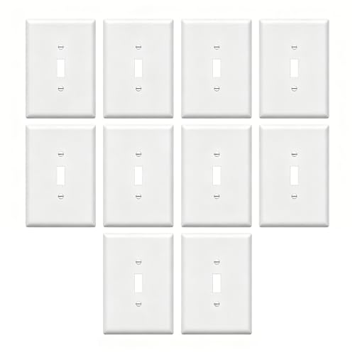 Image of ZEFTV Over-Size Toggle Light Switch Wall Plates 1-Gang 5.5 inch x 3.5 inch Switch Electrical Cover Plate Unbreakable Thermoplastic Faceplate, White (10 Pack)