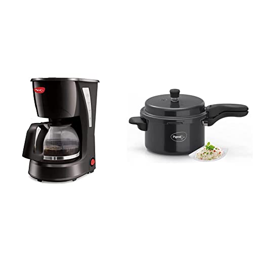 Image of Pigeon by Stovekraft Brewster Coffee Maker. A Small Size Coffee Maker of Home Machine (Black) Titanium Hard Anodized Pressure Cooker - 5 Litres - Black