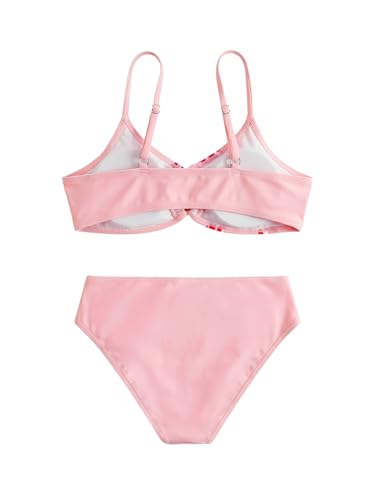Image of COZYEASE Girls' 2 Piece Ditsy Floral Print Knot Front Ruched Triangle Bikini Swimsuit