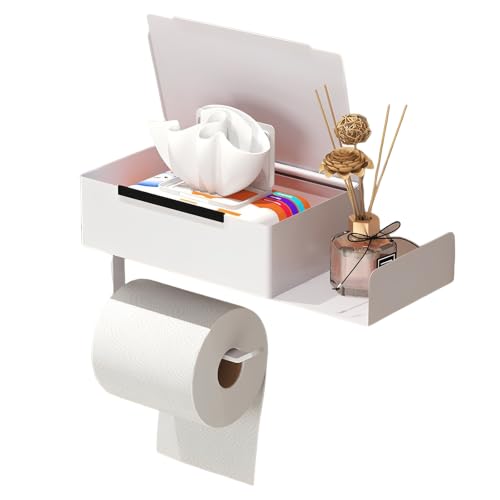 Klopapierhalter mit Ablage Weißer Klopapierhalter mit Feuchttücherbox