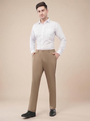 Image of SaintX Men's Regular Fit Formal Trousers | Wrinkle Resistant | Easy Care | Stretchable Triple Blend Fabric | Everyday Office & Business Wear | Comfortable & Breathable Work Wear
