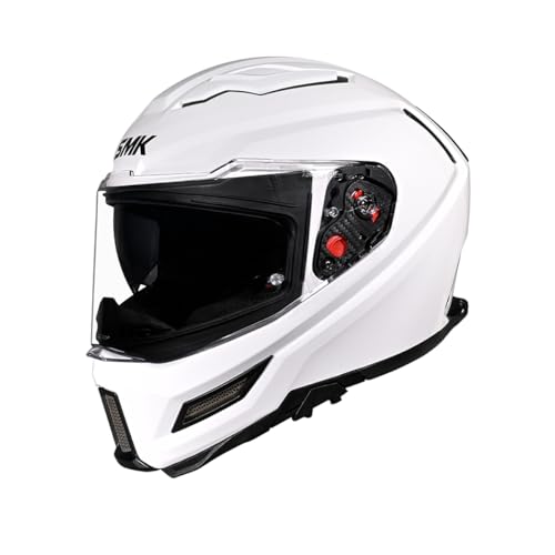 Image of SMK Agnar Solid ISI DOT & ECE 06 Certified Full Face Helmet with Pinlock 30 Antifog Visor (White - S)
