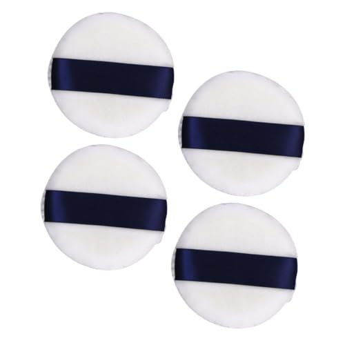 Gogogmee 4Pcs Fluffy Powder Puff with Ribbon Compact Loose Powder Puff for All Skin Types Lightweight Makeup Tool present for Women and Easy to Hold and Use