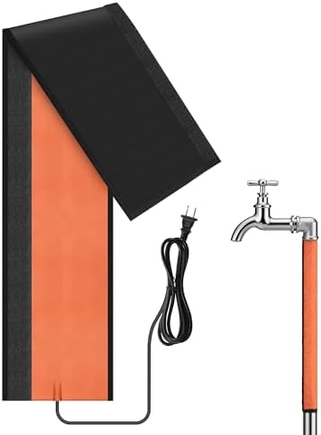 40‘’ x 7‘’Pipe Heat Blanket for Winter Freeze Protection, Fits Pipes up to 1-1/4‘’ OD, Faucet Heating Blanket for Metal & Plastic Pipes, 120V Heated Pipe Wrap with 78.7‘’ Cable, Three Layer Design