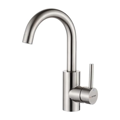 GRIFEMA Wasserhahn Bad - 360° drehbarer Einhebelmischer, Edelstahl...