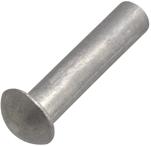 AERZETIX - C62013 – Set of 20 Aluminium Rivets Ø2 x 8 mm with Semi-Round Bulb Head – Solid Rivet/Tap – DIN 660 – Silver – Non-Removable Mounting Sheet Leather Riveting
