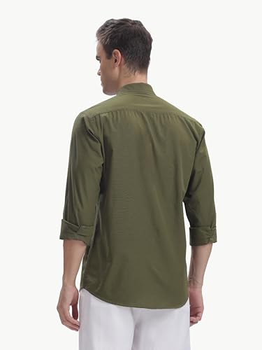 BLUE SQUAD Men’s Cotton Linen Slim Fit Shirt OREGANO - Image 6