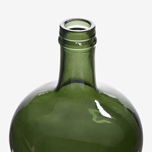 Handmade Damajuana Glass Carafe 4L Smooth - Mediterranean Style Glass Bottle or Carafe for Home Decoration as Vase (Olive Green) - Image 2