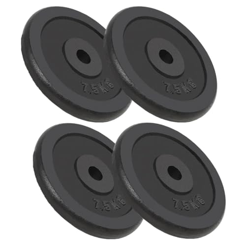 GeenYuu Juego de 4 discos de pesas de 7,5 kg de hierro fundido con pintura al horno, diámetro del agujero de 30 mm, diámetro de 25,3 cm, peso para entrenamiento de fuerza, mancuernas, entrenamiento en