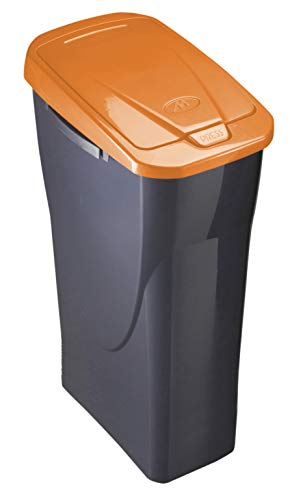 M Home Secchio 15 L ECOBIN con Coperchio 20x31x42 cm, Grigio-Arancione, Mediano
