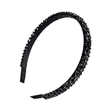 Ruihfas Fashion Sparkle 4 Rows Crystal Rhinestone Headbands Beaded Hair Hoop Band (Black)