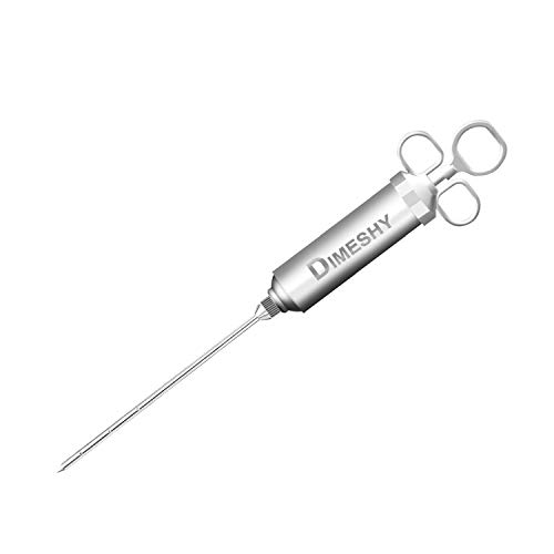 Heavy duty 304 Stainless Steel Meat Injector Kit with 2-oz Large Capacity Barrel with 3 commercial Marinade Needles