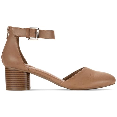 Style & Co. Womens Alinaa Faux Leather Block Heels Tan 6.5 Medium (B,M), Biscuit Smooth3