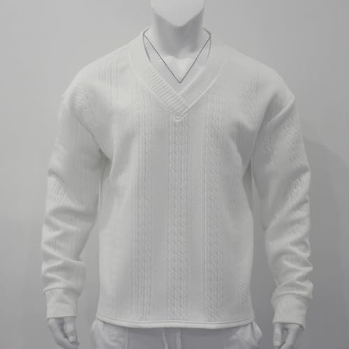 Athleisure Cable Jacquard Set Men,Men's 2-Piece V-Neck Baggy Sweatshirt & Joggers Solid Jacquard Drop Shoulder2