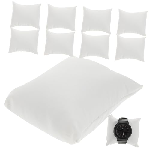 10個 小さな枕を見せる 時計クッション ブレスレットショーケース枕 ブレスレットディスプレイ 時計ディスプレイスタンド 時計ディスプレイ枕 バングルクッション Puレザー 白い ホワイト