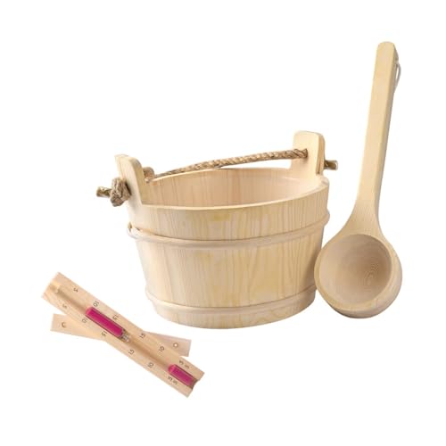 Folpus Barile e mestolo per sauna in legno da 4 litri, accessorio SPA di grande capacità, facile da trasportare con da 15 minuti per sauna