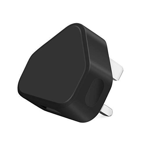 Themax® 1 Port 1Amp/1000mAh Black USB Charger, Mains Desktop UK Plug, Travel Charger USB Adapter By CE Approved Compatible Universal Devices of all Types of Phones Tablets (Black)