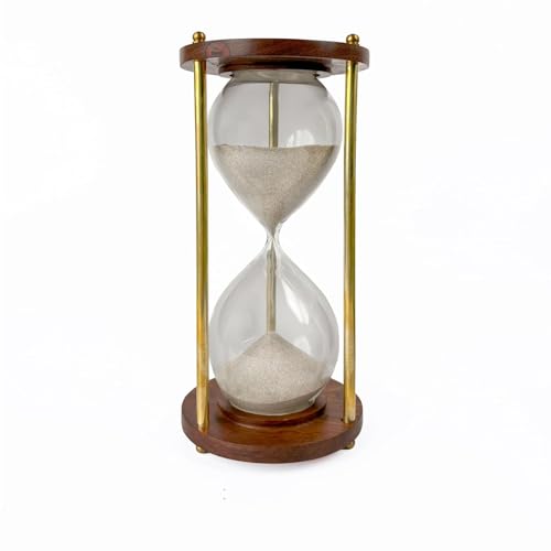Image of 60 Minute Wooden Sand Timer Natural Sand Color 10.5x10.5x20.5cm Hourglass for Tea Making Home Kitchen Office Table Gifts for All and Kids (Pack of 1)